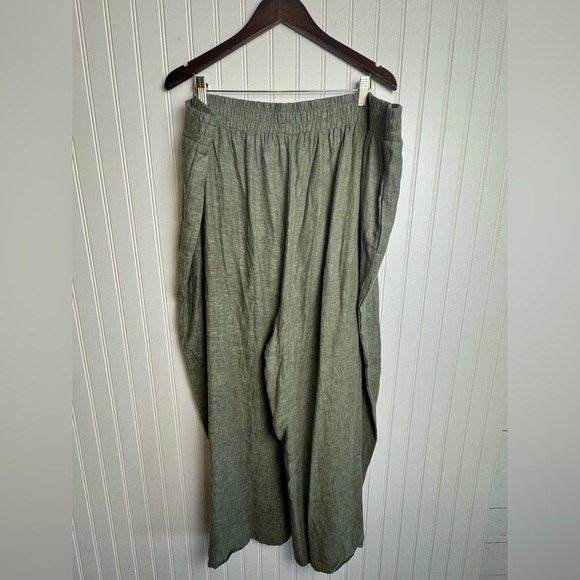 Ella Moss linen blend green wide leg pants elastic waist size 3X A1 - Picture 5 of 9
